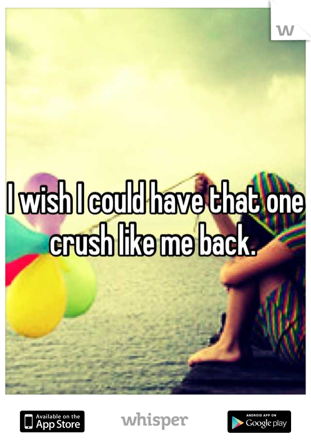I wish I could have that one crush like me back. 