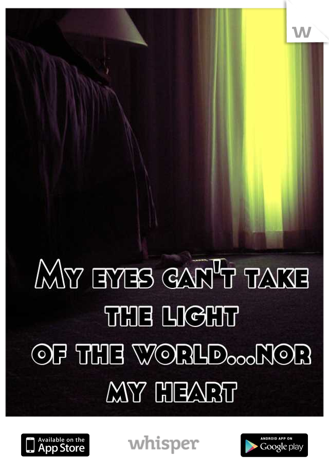 My eyes can't take the light 
of the world...nor my heart 
at the moment.