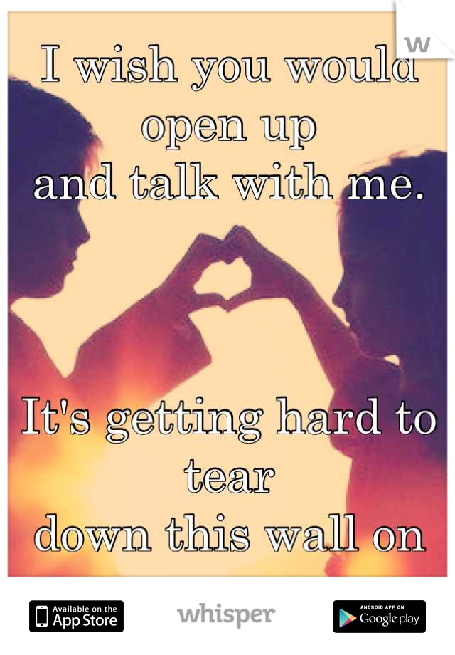 I wish you would open up 
and talk with me. 



It's getting hard to tear 
down this wall on my own..