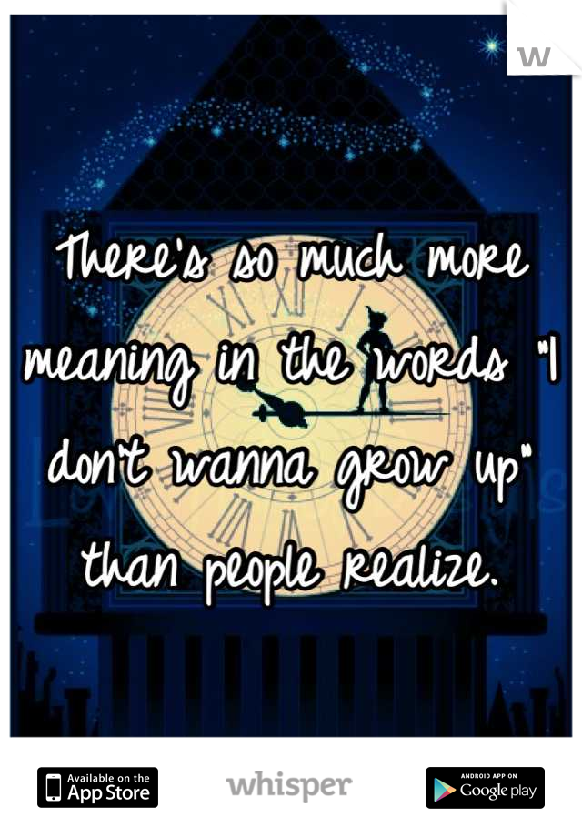 There's so much more meaning in the words "I don't wanna grow up" than people realize.
