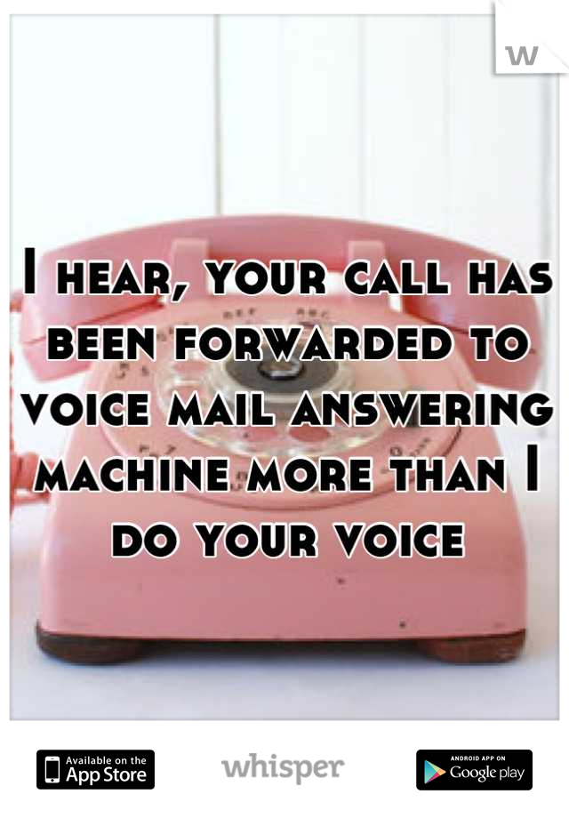 I hear, your call has been forwarded to voice mail answering machine more than I do your voice
