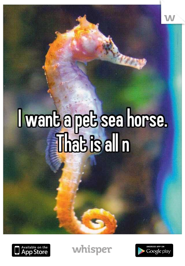 I want a pet sea horse. 
That is all n