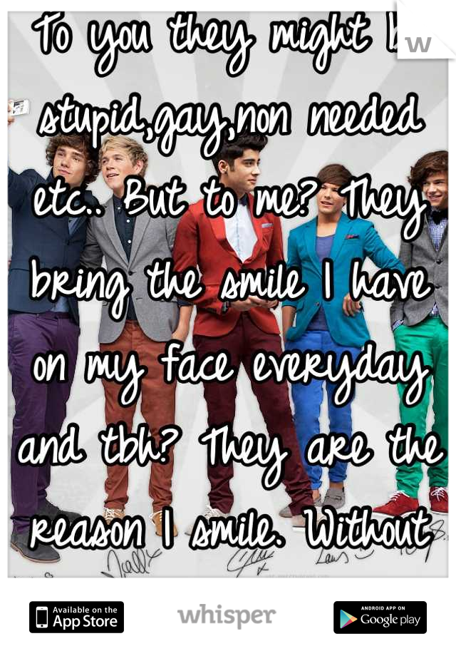 To you they might be stupid,gay,non needed etc.. But to me? They bring the smile I have on my face everyday and tbh? They are the reason I smile. Without them I wouldn't smile. 