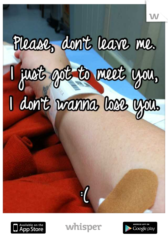 Please, don't leave me.
I just got to meet you,
I don't wanna lose you.


:(