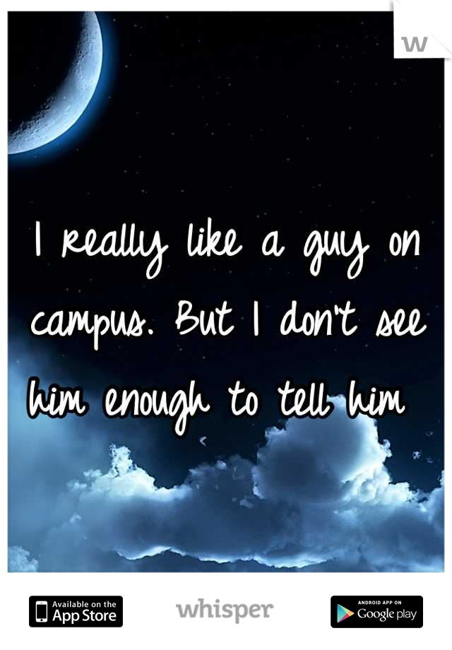 I really like a guy on campus. But I don't see him enough to tell him 