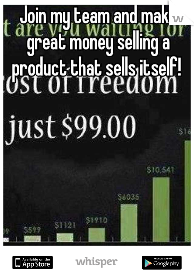 Join my team and make great money selling a product that sells itself! 