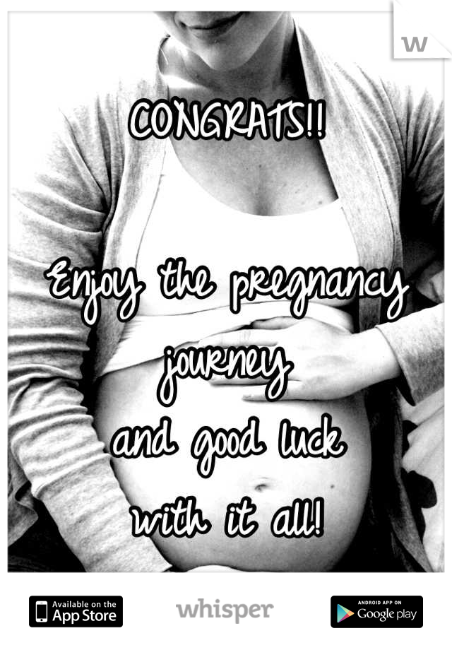 CONGRATS!!

Enjoy the pregnancy journey
and good luck
with it all!