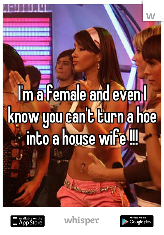 I'm a female and even I know you can't turn a hoe into a house wife !!!