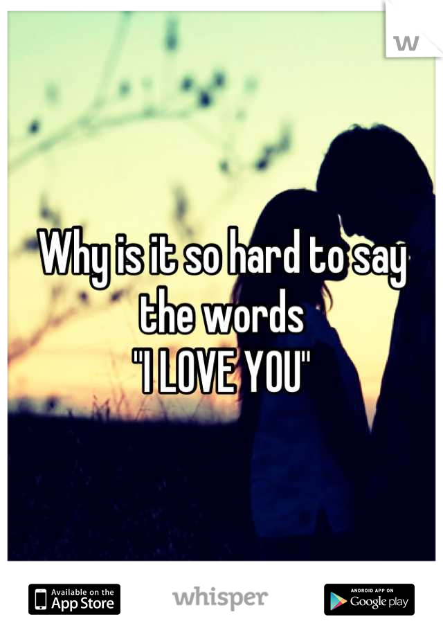 Why is it so hard to say the words
"I LOVE YOU"
