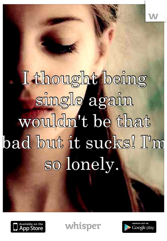 I thought being single again wouldn't be that bad but it sucks! I'm so lonely. 