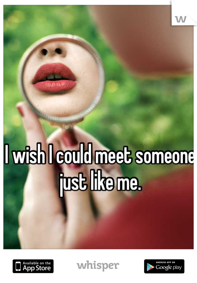 I wish I could meet someone just like me.
