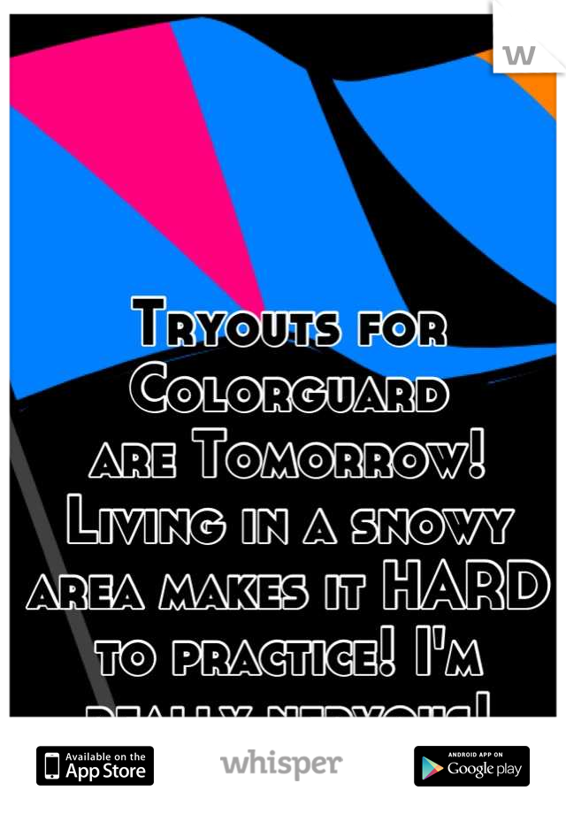 Tryouts for Colorguard
are Tomorrow! Living in a snowy area makes it HARD to practice! I'm really nervous!
