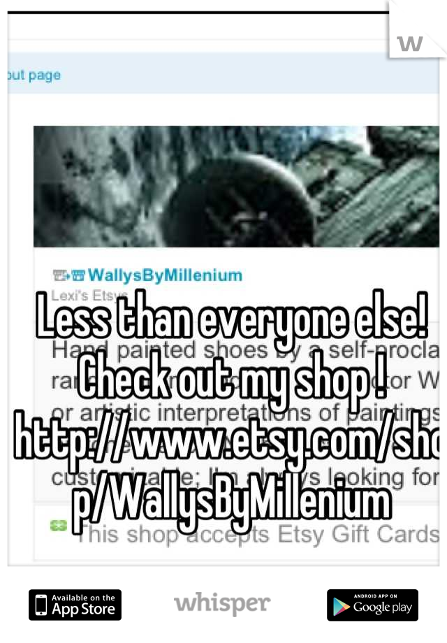 Less than everyone else! Check out my shop ! 
http://www.etsy.com/shop/WallysByMillenium