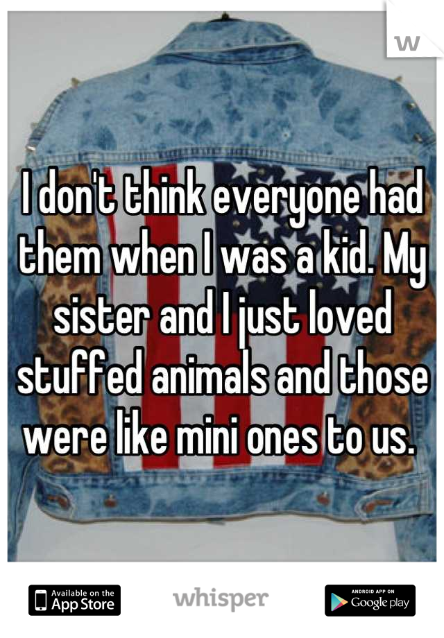 I don't think everyone had them when I was a kid. My sister and I just loved stuffed animals and those were like mini ones to us. 