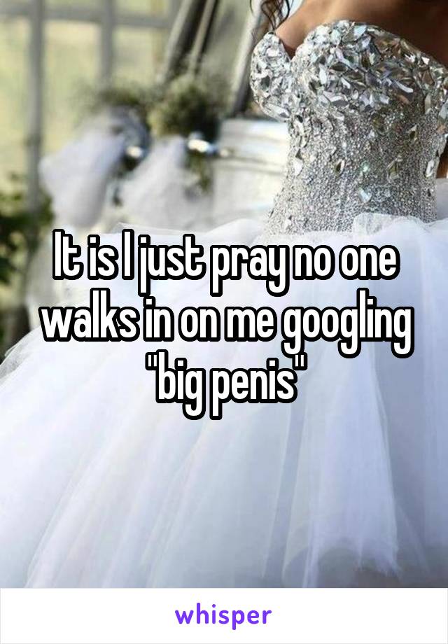 It is I just pray no one walks in on me googling "big penis"