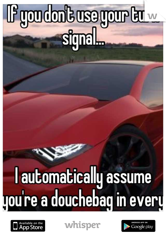 If you don't use your turn signal...





I automatically assume you're a douchebag in every aspect of your life