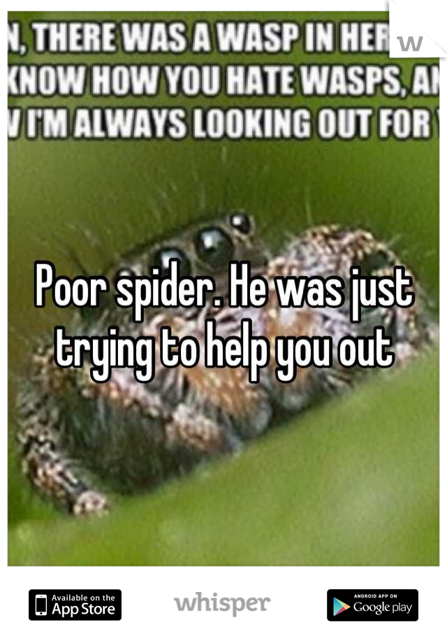 Poor spider. He was just trying to help you out