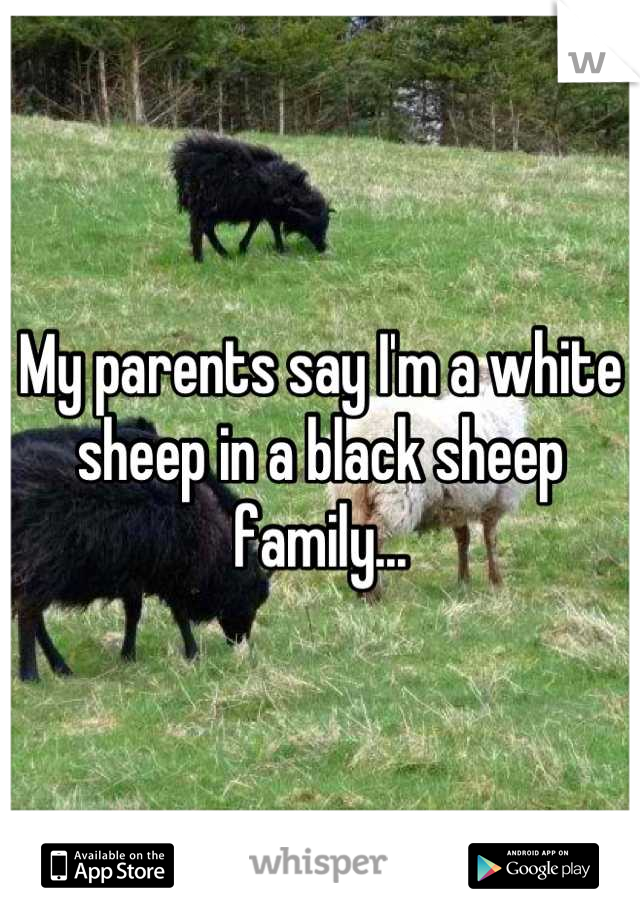 My parents say I'm a white sheep in a black sheep family...