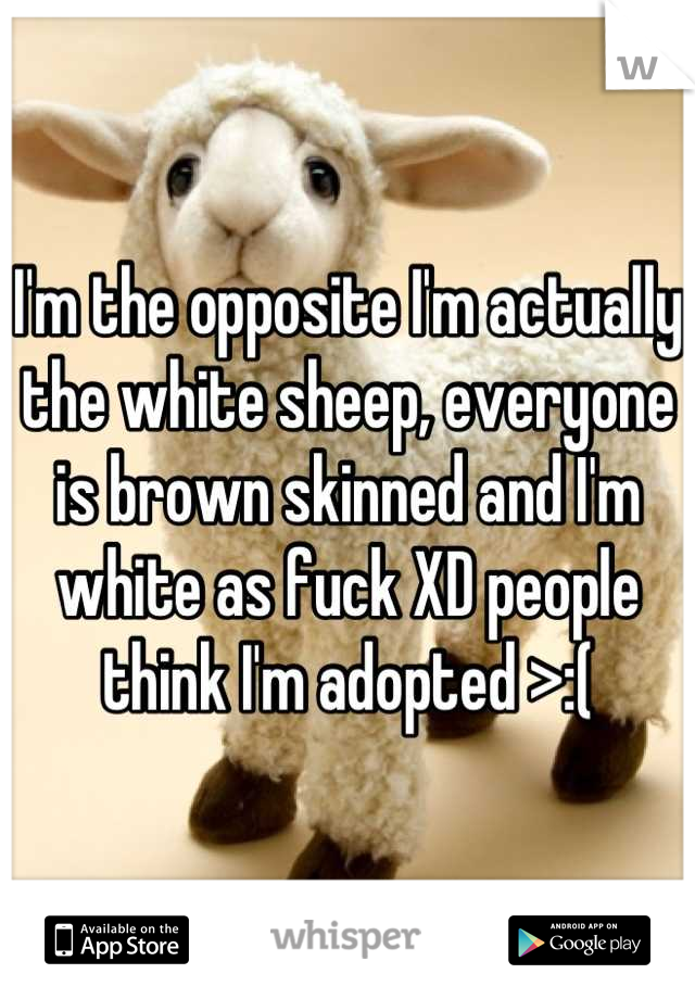 I'm the opposite I'm actually the white sheep, everyone is brown skinned and I'm white as fuck XD people think I'm adopted >:(