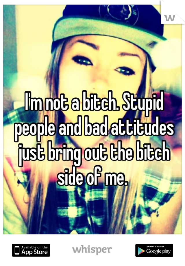 I'm not a bitch. Stupid people and bad attitudes just bring out the bitch side of me. 