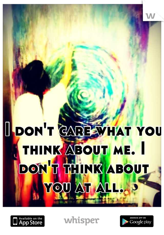 I don't care what you think about me. I don't think about you at all.