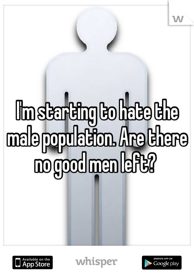 I'm starting to hate the male population. Are there no good men left? 