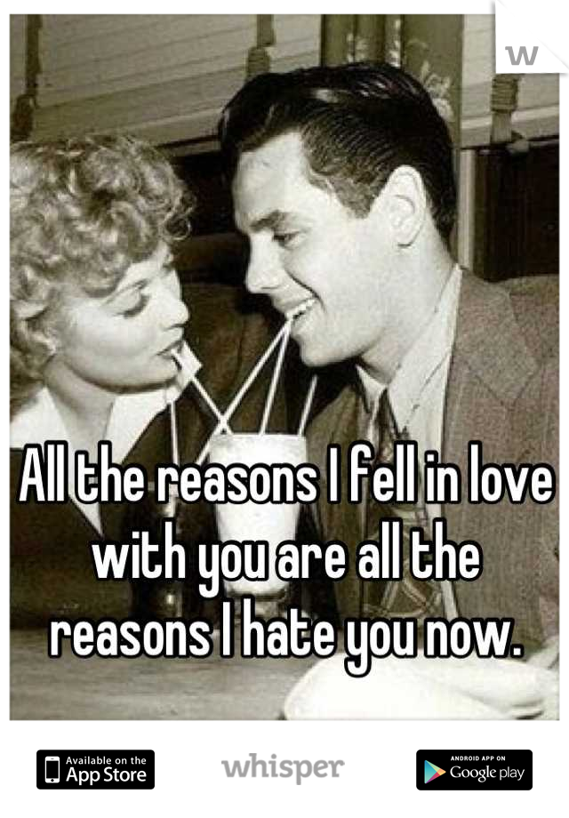 All the reasons I fell in love with you are all the reasons I hate you now.