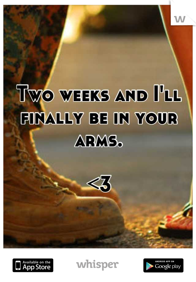 Two weeks and I'll finally be in your arms. 

<3