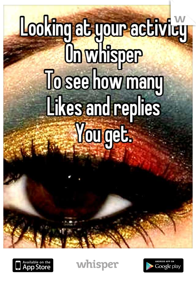Looking at your activity
On whisper
To see how many
Likes and replies
You get.
