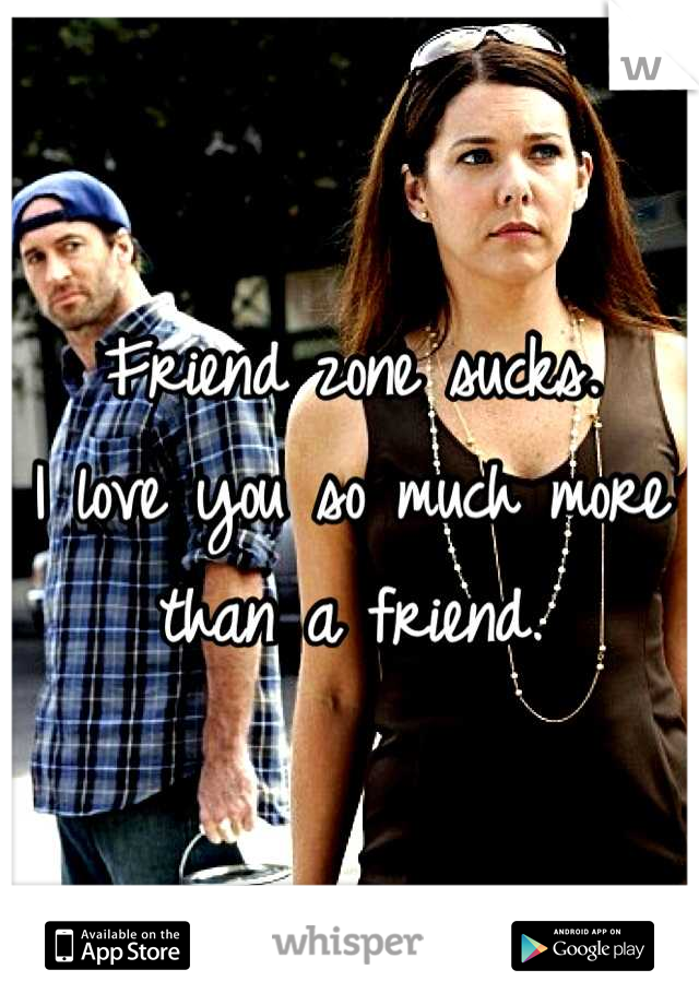 Friend zone sucks. 
I love you so much more 
than a friend.