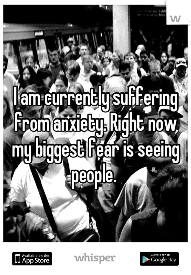 I am currently suffering from anxiety. Right now my biggest fear is seeing people. 