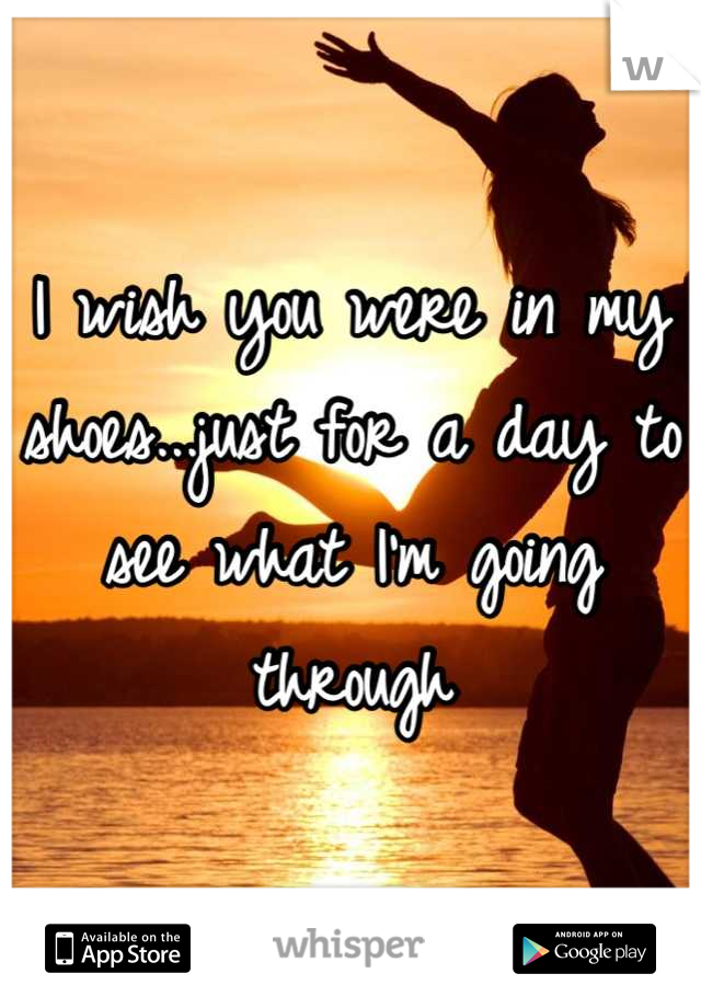 I wish you were in my shoes...just for a day to see what I'm going through
