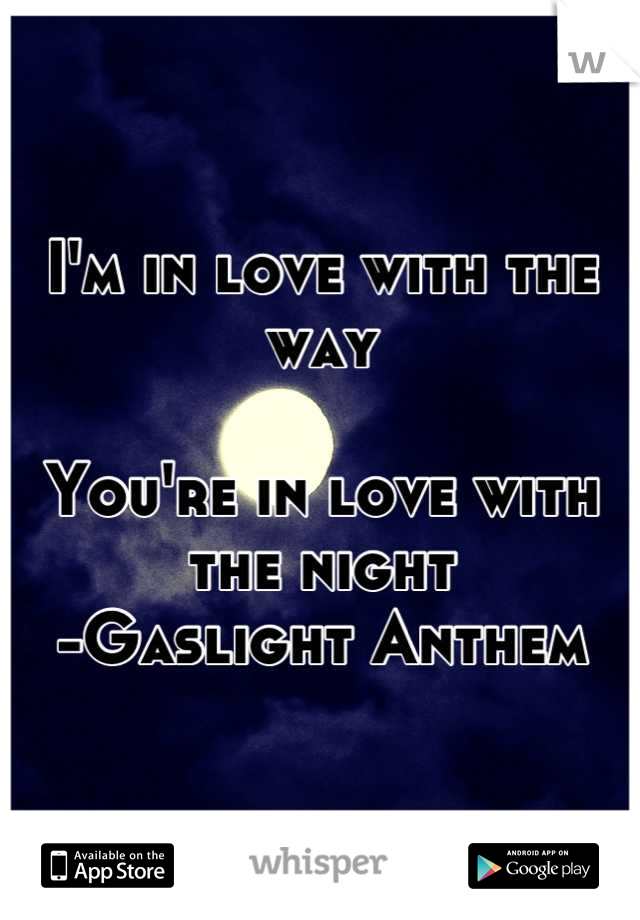 I'm in love with the way 

You're in love with the night
-Gaslight Anthem