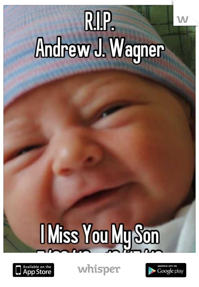 R.I.P.
Andrew J. Wagner






I Miss You My Son
7/22/12 - 10/15/12