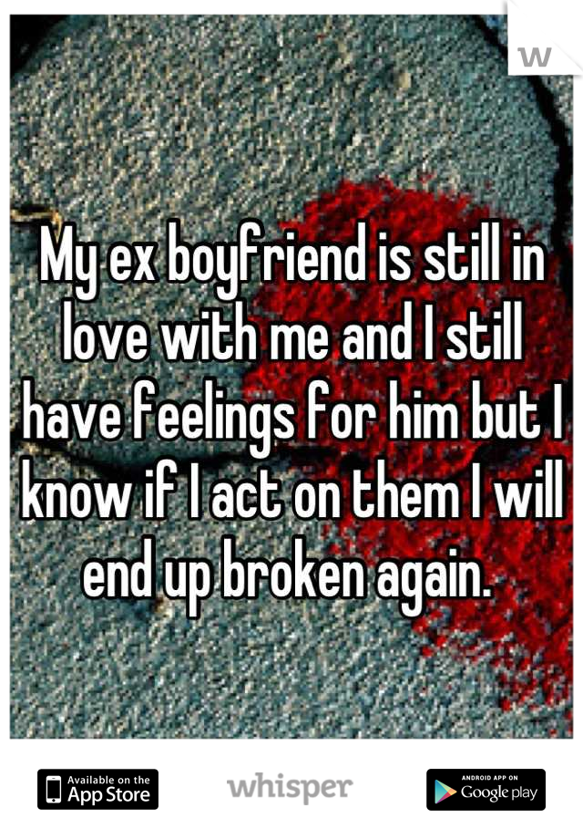 My ex boyfriend is still in love with me and I still have feelings for him but I know if I act on them I will end up broken again. 