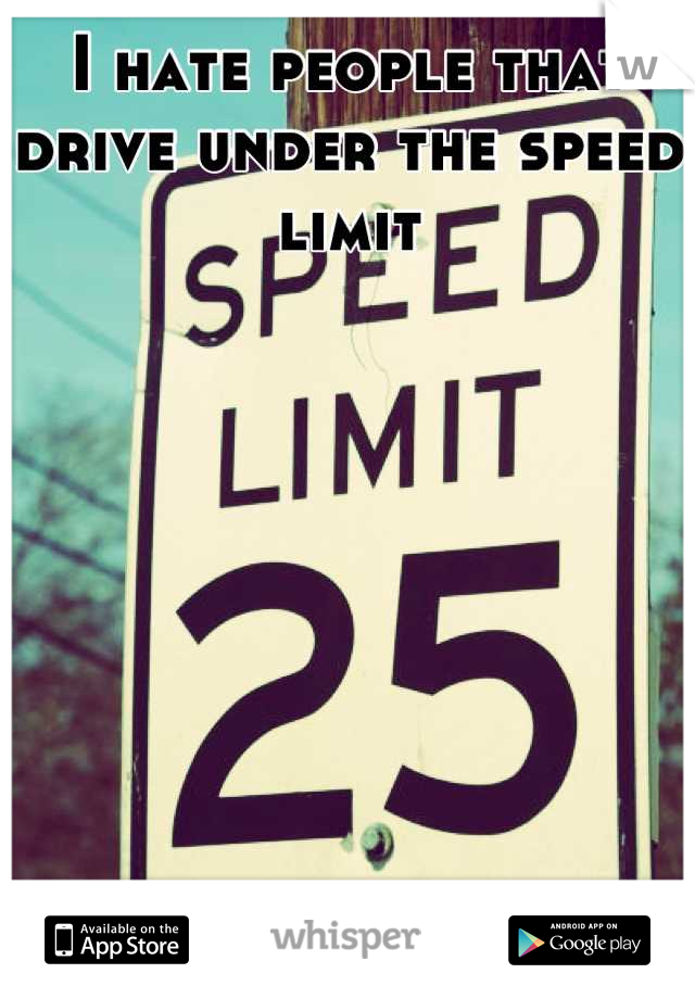 I hate people that drive under the speed limit