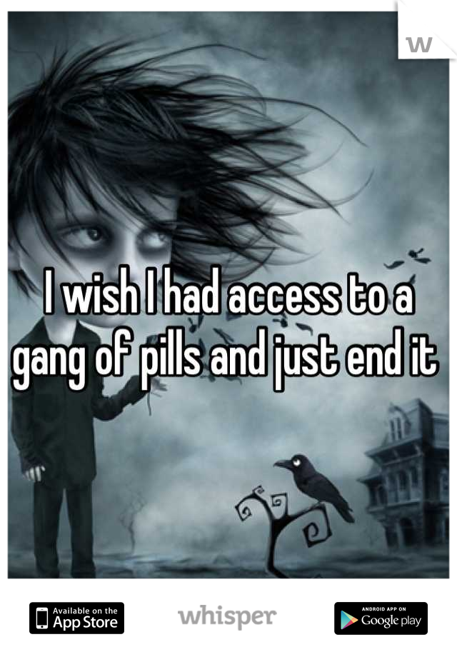 I wish I had access to a gang of pills and just end it 