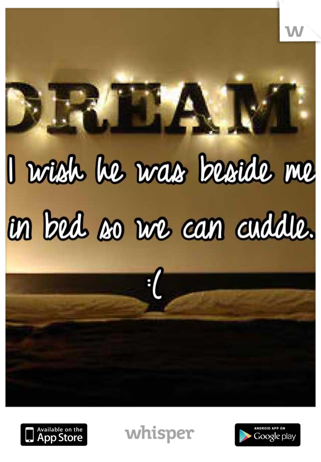 I wish he was beside me in bed so we can cuddle. :( 