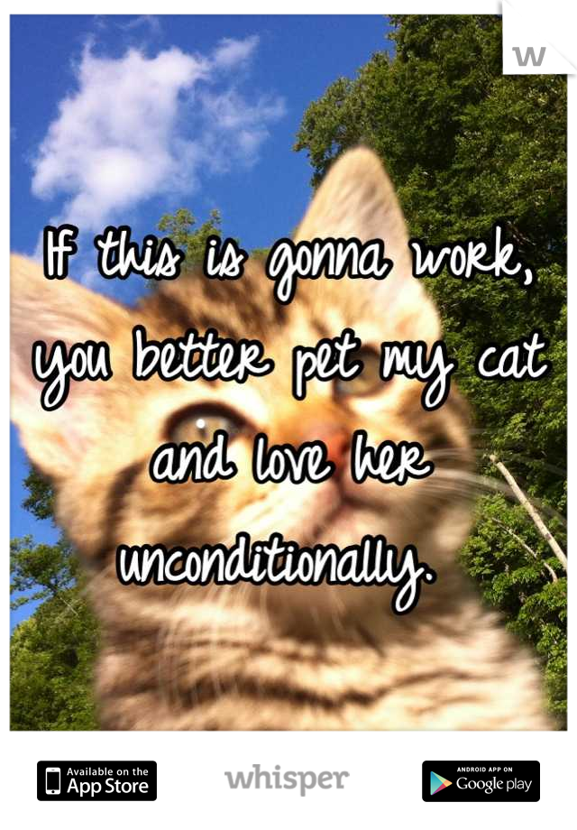 If this is gonna work,
you better pet my cat
and love her unconditionally. 