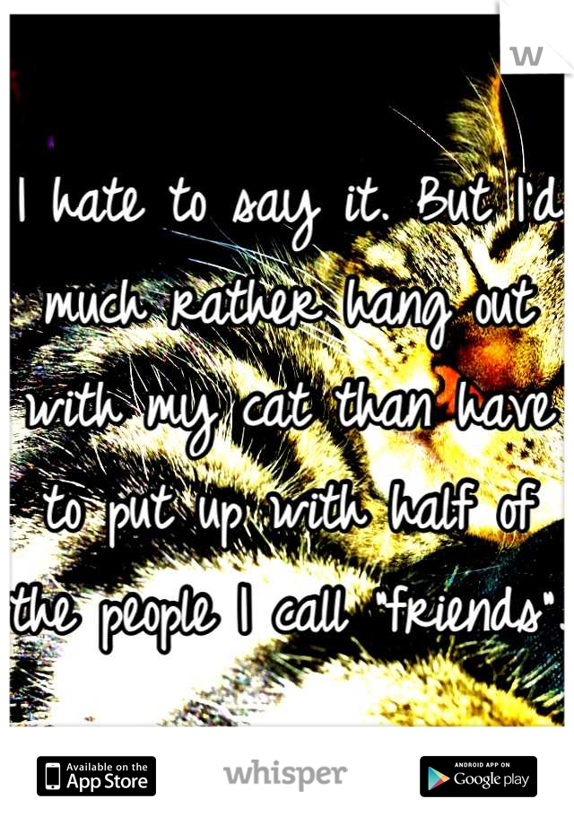 I hate to say it. But I'd much rather hang out with my cat than have to put up with half of the people I call "friends".