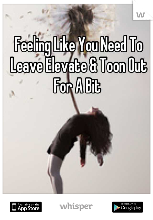 Feeling Like You Need To Leave Elevate & Toon Out For A Bit 