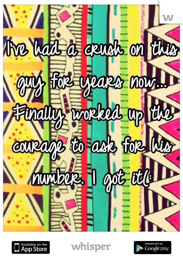 I've had a crush on this guy for years now... Finally worked up the courage to ask for his number. I got it(:

