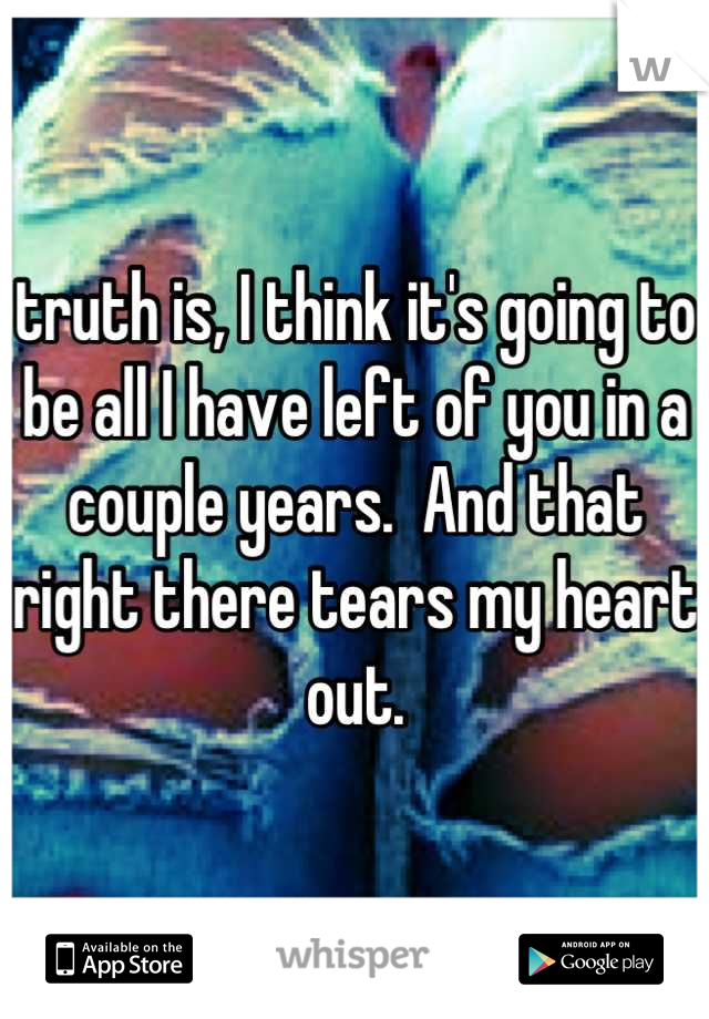 truth is, I think it's going to be all I have left of you in a couple years.  And that right there tears my heart out.