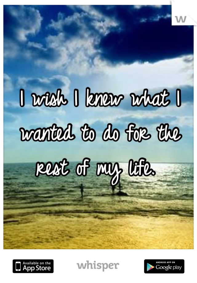 I wish I knew what I wanted to do for the rest of my life. 