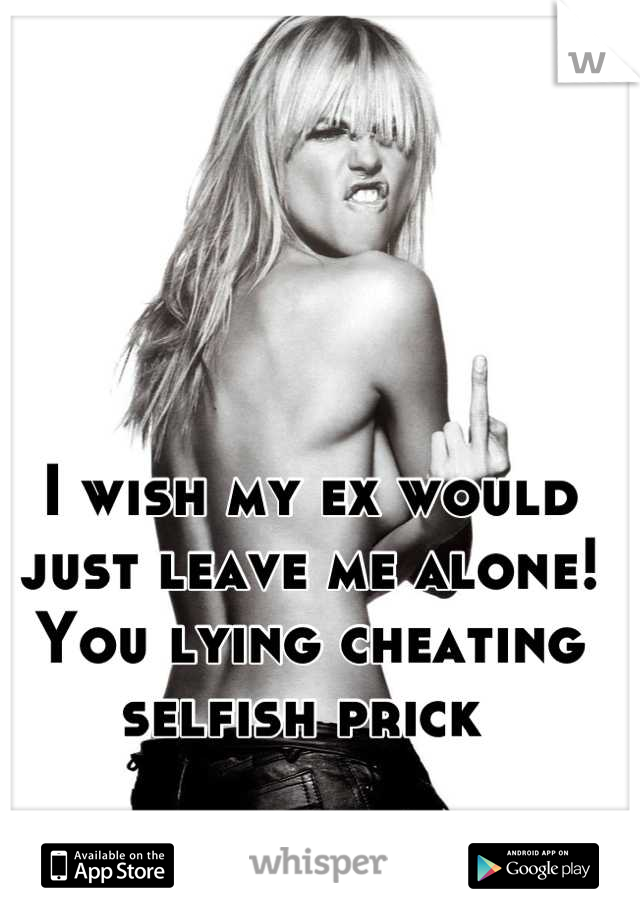 I wish my ex would just leave me alone! You lying cheating selfish prick 