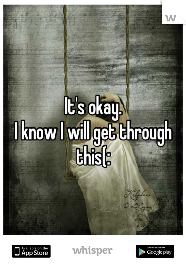 It's okay.
I know I will get through this(: