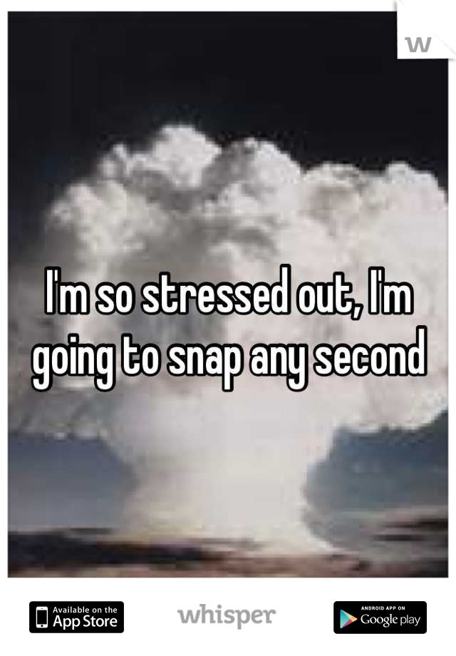 I'm so stressed out, I'm going to snap any second