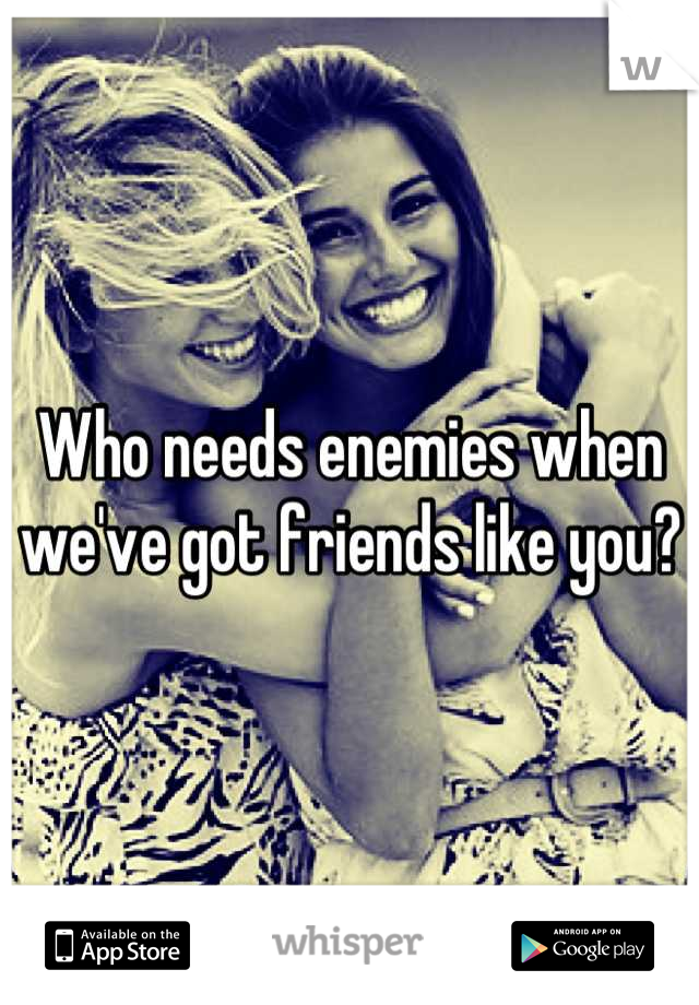 Who needs enemies when we've got friends like you?
