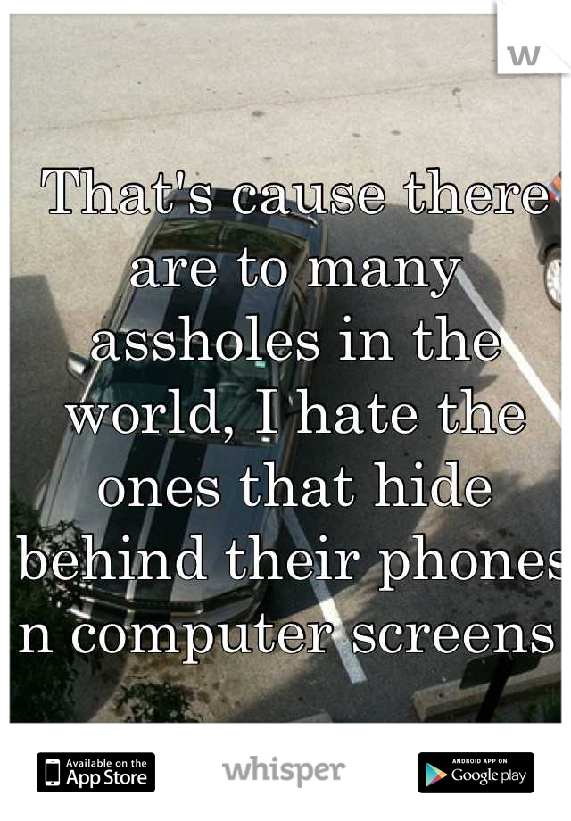 That's cause there are to many assholes in the world, I hate the ones that hide behind their phones n computer screens 