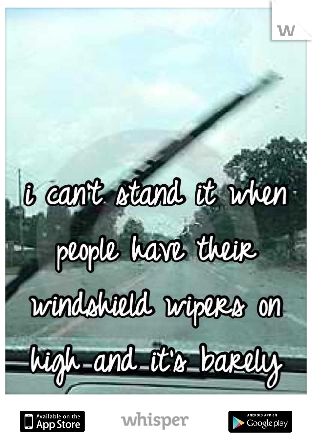 i can't stand it when people have their windshield wipers on high and it's barely raining. huge pet peeve.  